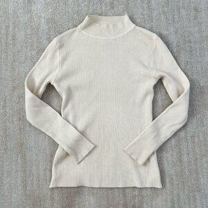 Ribbed Mockneck Knit Sweater